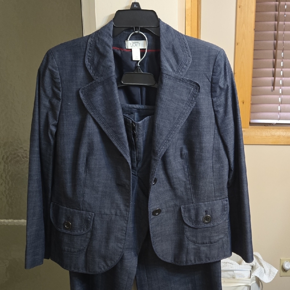 Womens Loft Brand Pants Suit Dark Chambray